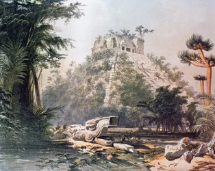 El Castillo látképe, 1844 (színes litográfia)